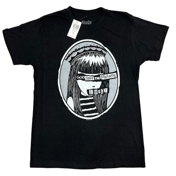 Emily the Strange T-Shirt Medium God Save the Strange Queen Tee Goth Emo Y2K NEW - Picture 1 of 6